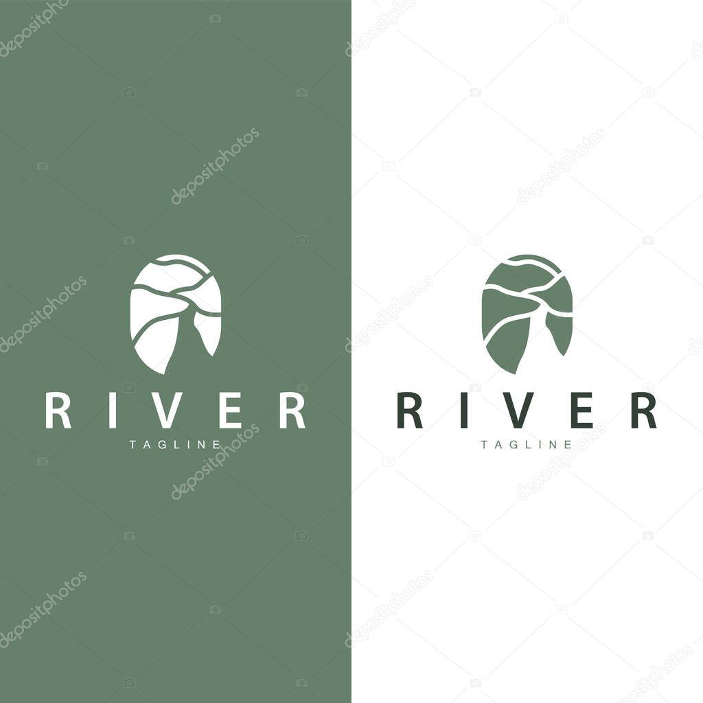 River Logo Vector River Bank Mountain Design Agriculture Symbol Illustration
