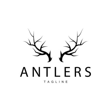 Geyik Boynuzları Logosu Tasarımı Avcı Boynuzları Orman Hayvanları Sembol İllüstrasyonu