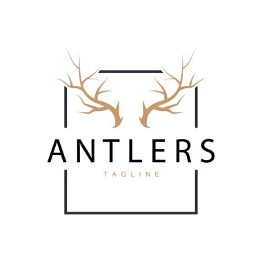 Geyik Boynuzları Logosu Tasarımı Avcı Boynuzları Orman Hayvanları Sembol İllüstrasyonu