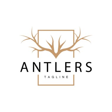 Geyik Boynuzları Logosu Tasarımı Avcı Boynuzları Orman Hayvanları Sembol İllüstrasyonu