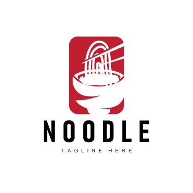 Ramen eriştesi logosu. Basit erişte ve kase tasarımı. Çin yemek şablonu çizimi.