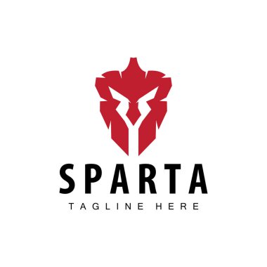 Sparta logosu, barbar savaşçı rozeti tasarımı basit siluet Sparta savaş miğferi vektörü.