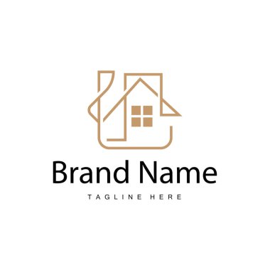 Ev logosu, emlak konutları inşaat tasarımı basit zarif minimalist çizgiler.
