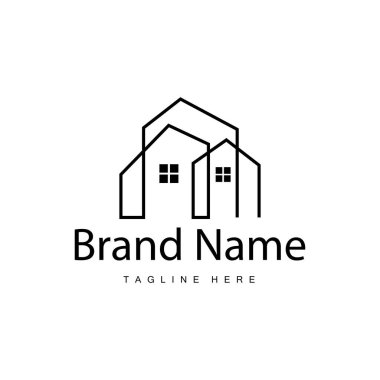 Ev logosu, emlak konutları inşaat tasarımı basit zarif minimalist çizgiler.