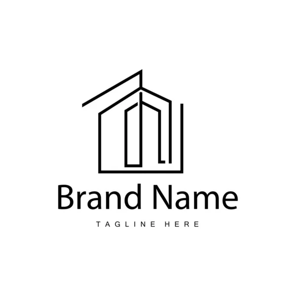 Ev logosu, emlak konutları inşaat tasarımı basit zarif minimalist çizgiler.