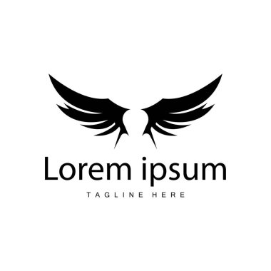 Kanat logosu siyah siluet tasarımı basit minimalist kuş kanatları çizim şablonu
