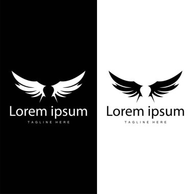Kanat logosu siyah siluet tasarımı basit minimalist kuş kanatları çizim şablonu