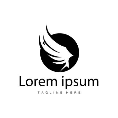 Kanat logosu siyah siluet tasarımı basit minimalist kuş kanatları çizim şablonu