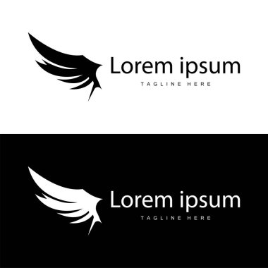 Kanat logosu siyah siluet tasarımı basit minimalist kuş kanatları çizim şablonu