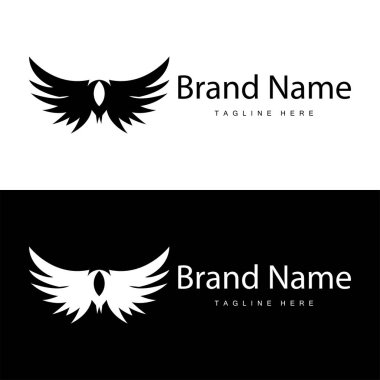 Kanat logosu siyah siluet tasarımı basit minimalist kuş kanatları çizim şablonu