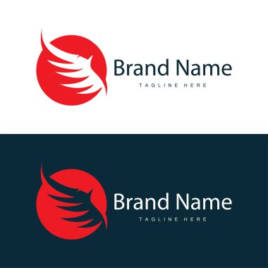 Kanat logosu siyah siluet tasarımı basit minimalist kuş kanatları çizim şablonu