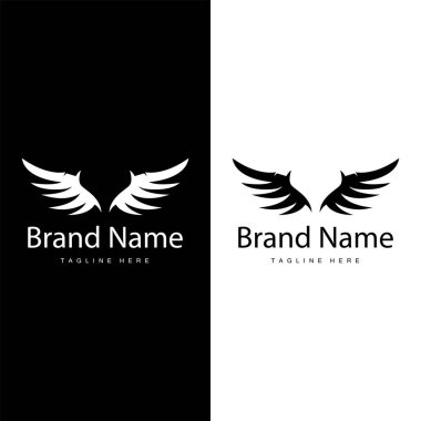 Kanat logosu siyah siluet tasarımı basit minimalist kuş kanatları çizim şablonu