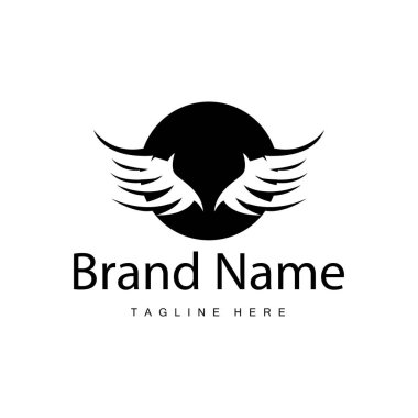 Kanat logosu siyah siluet tasarımı basit minimalist kuş kanatları çizim şablonu