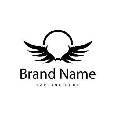 Kanat logosu siyah siluet tasarımı basit minimalist kuş kanatları çizim şablonu