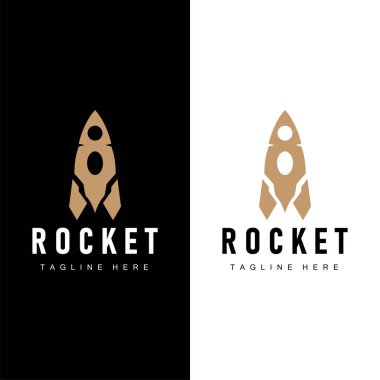 Roket logosu basit tasarım silueti marka uzay aracı minimalist çizim şablonu