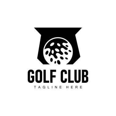 Golf kulübü logosu tasarımı ve açık hava spor golf sopası ve top şablonu çizimi