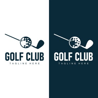 Golf kulübü logosu tasarımı ve açık hava spor golf sopası ve top şablonu çizimi