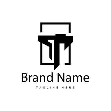 Alfabe harfi t logosu basit ürün şablonu dizayn et