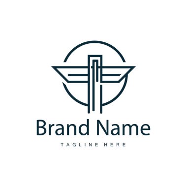 Alfabe harfi t logosu basit ürün şablonu dizayn et