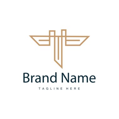 Alfabe harfi t logosu basit ürün şablonu dizayn et