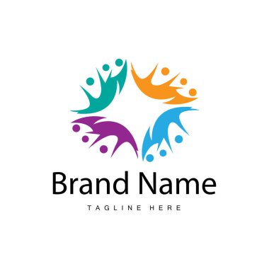 Takım çalışması logosu vektör şablonu işbirliğinde başarı insanlara basit sembol tasarımı bakımı