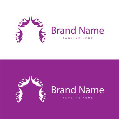 Takım çalışması logosu vektör şablonu işbirliğinde başarı insanlara basit sembol tasarımı bakımı