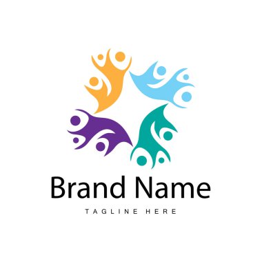 Takım çalışması logosu vektör şablonu işbirliğinde başarı insanlara basit sembol tasarımı bakımı