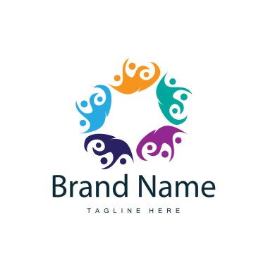 Takım çalışması logosu vektör şablonu işbirliğinde başarı insanlara basit sembol tasarımı bakımı