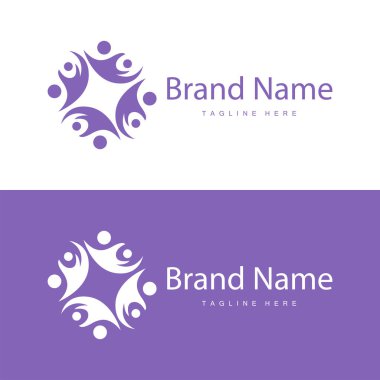 Takım çalışması logosu vektör şablonu işbirliğinde başarı insanlara basit sembol tasarımı bakımı