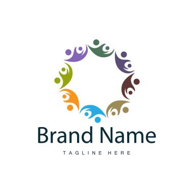 Takım çalışması logosu vektör şablonu işbirliğinde başarı insanlara basit sembol tasarımı bakımı