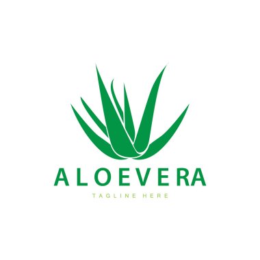 aloe vera logo kozmetik tasarımı basit yeşil bitki sağlığı sembolü çizimi