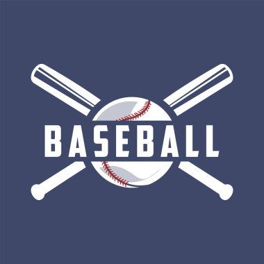 Modern vektör beysbol logosu beysbol sporu basit yarasa ve top şablonu çizimi