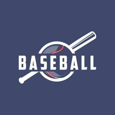 Modern vektör beysbol logosu beysbol sporu basit yarasa ve top şablonu çizimi