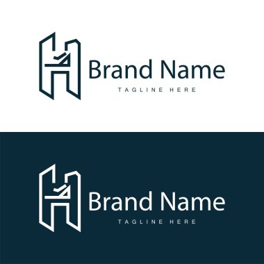 Alfabe harfi h ilk logo tasarımı basit ürün marka şablonu
