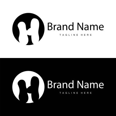 Alfabe harfi h ilk logo tasarımı basit ürün marka şablonu