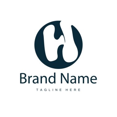 Alfabe harfi h ilk logo tasarımı basit ürün marka şablonu