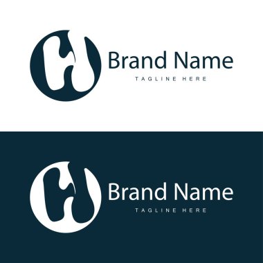 Alfabe harfi h ilk logo tasarımı basit ürün marka şablonu