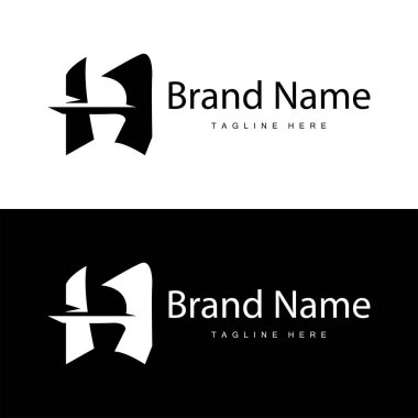Alfabe harfi h ilk logo tasarımı basit ürün marka şablonu