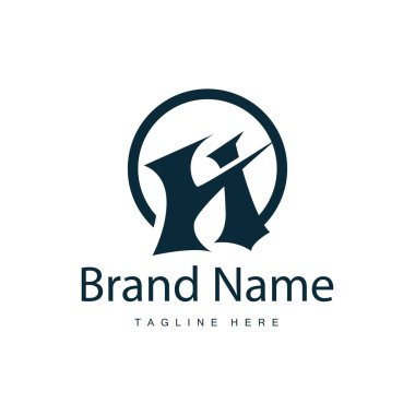 Alfabe harfi h ilk logo tasarımı basit ürün marka şablonu