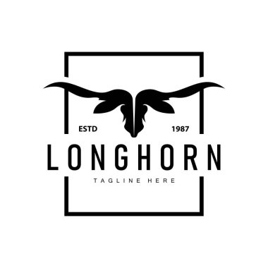 Longhorn logosu klasik bir boğa tasarımı. Batı yakası siyahi silueti.