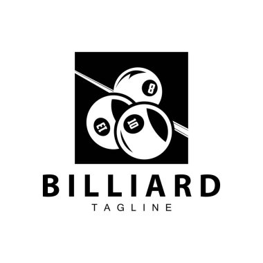 Bilardo kulübü logosu tasarım vektör oyun rozet şablonu top ile bilardo masası ve basit illüstrasyon şablonu