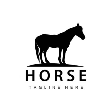 Wild Horse Logo Çiftliği Tasarımı Siluet Basit Vektör Çizim Şablonu