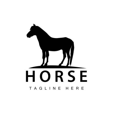 Wild Horse Logo Çiftliği Tasarımı Siluet Basit Vektör Çizim Şablonu