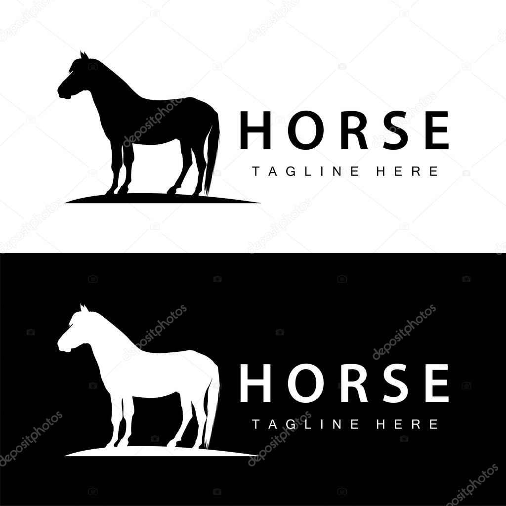 Wild Horse Logo Farm Design Silhouette Simple Vector Illustration Template