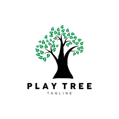 yeşil doğa eğitimi çocuklar oyun alanı ağaç logosu illüstrasyonu ve ağaç tasarımı