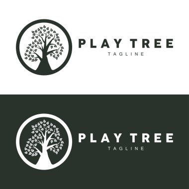 yeşil doğa eğitimi çocuklar oyun alanı ağaç logosu illüstrasyonu ve ağaç tasarımı