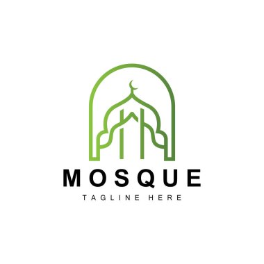 İbadet yerinin siyah siluet tasarımı basit modern minimalist cami logosu şablonu