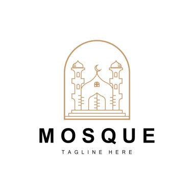 İbadet yerinin siyah siluet tasarımı basit modern minimalist cami logosu şablonu