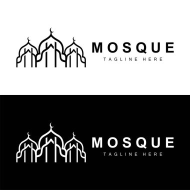 İbadet yerinin siyah siluet tasarımı basit modern minimalist cami logosu şablonu