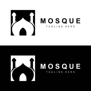 İbadet yerinin siyah siluet tasarımı basit modern minimalist cami logosu şablonu